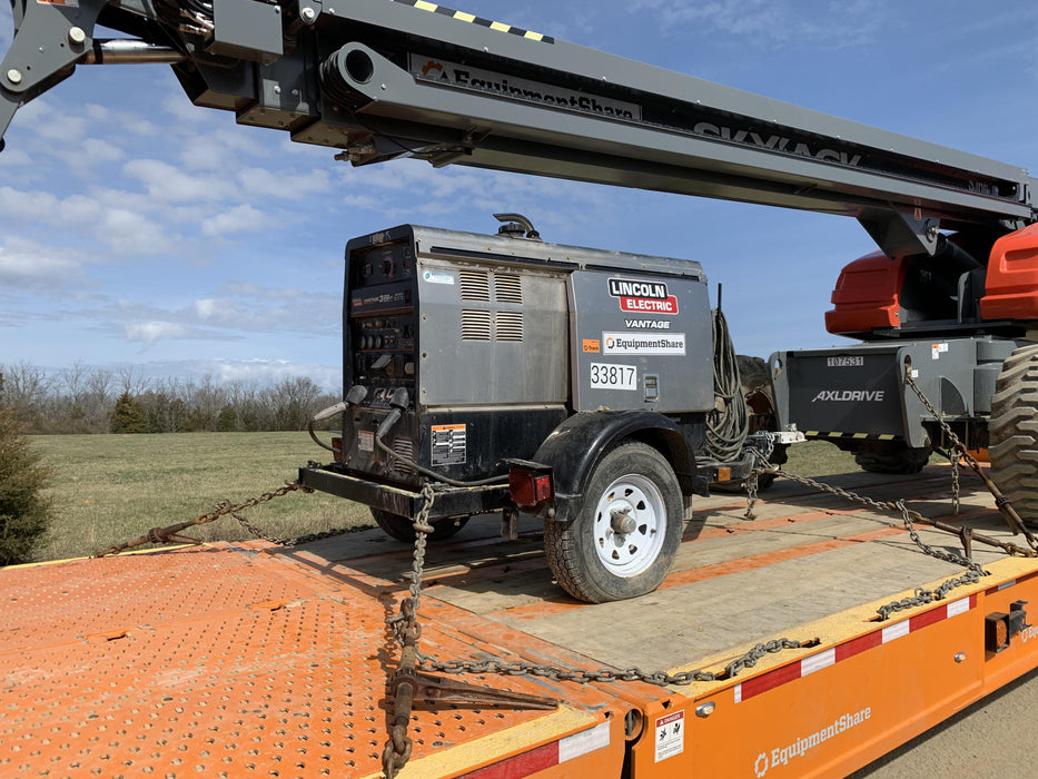2019 Lincoln Electric Vantage 322 Welder Ready-Pak 3, Two wheel trailer, Fender and Light kit, Cable Rack