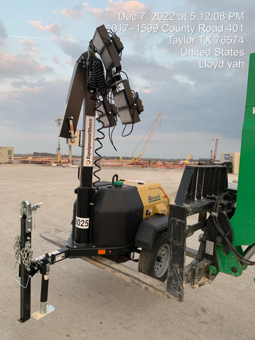 2022 Allmand NLV3GR (4) LED Light Fixture 350W, 23' Vertical Mast, 3kW Prime, Towable, ES Decals, T3