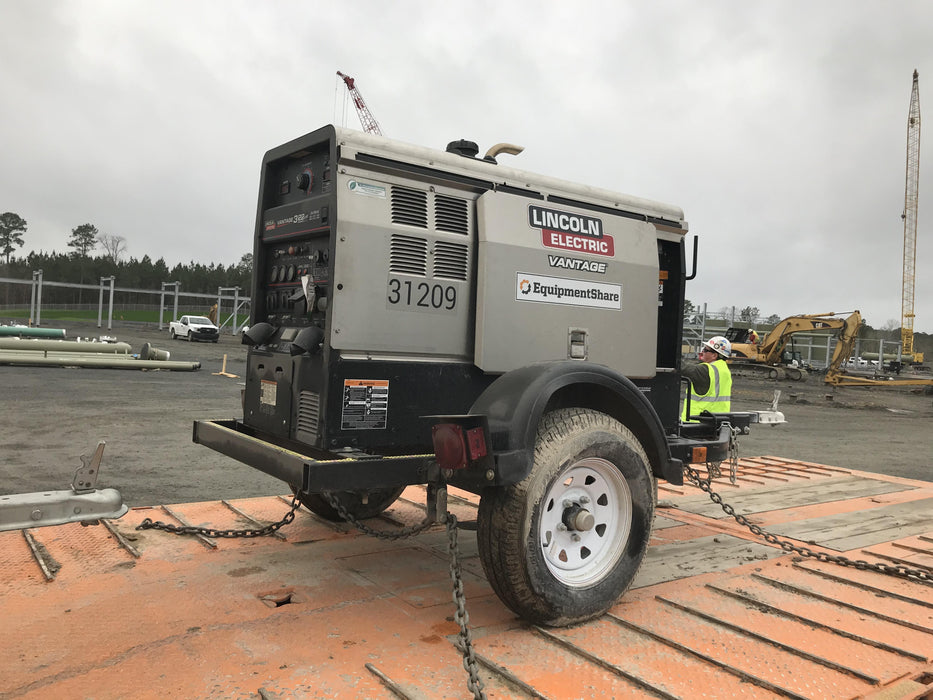 2019 Lincoln Electric Vantage 322 Welder Ready-Pak 3, Two wheel trailer, Fender and Light kit, Cable Rack