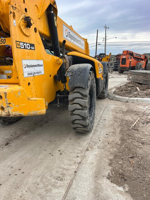 2019 JCB 510-56 Open ROPS, 74 HP, Solid Tires, Worklights, Beacon, Aux Hydraulics, Lifting Eye 60" Carriage/60" Forks