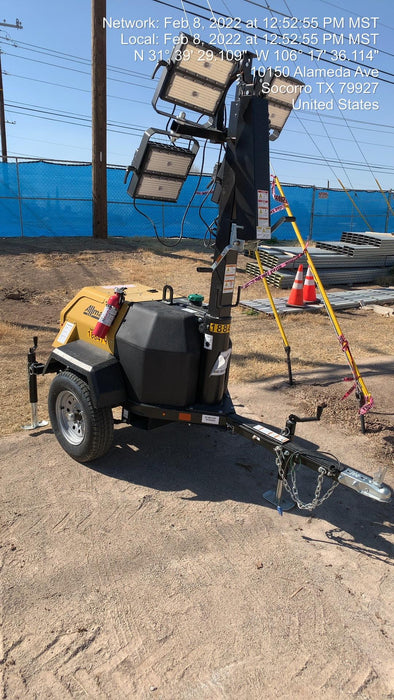 Allmand NLV3GR (4) LED Light Fixture 350W, 23' Vertical Mast, 3kW Prime, Towable, Deep Sea L401, Leveling Jacks, Yanmar T4F 5.8hp