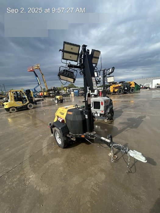 2022 Allmand NLV3GR (4) LED Light Fixture 350W, 23' Vertical Mast, 3kW Prime, Towable, Deep Sea L401, Leveling Jacks, Yanmar T4F 5.8hp