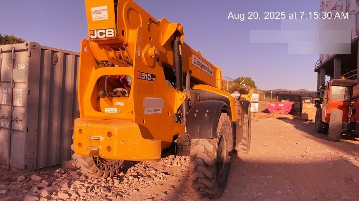 2018 JCB 510-56 JCB 510-56 Telehandler 74 HP w/CAB/HVAC, Beacon, Worklights, Aux Hydraulics, Solid Tires, 60" Carriage/Forks