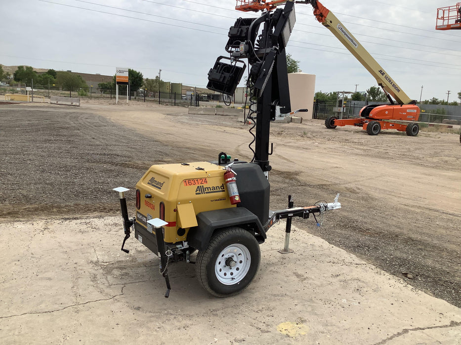 2021 Allmand NLV3GR (4) LED Light Fixture 350W, 23' Vertical Mast, 3kW Prime, Towable, Deep Sea L401, Leveling Jacks, Yanmar T4F 5.8hp