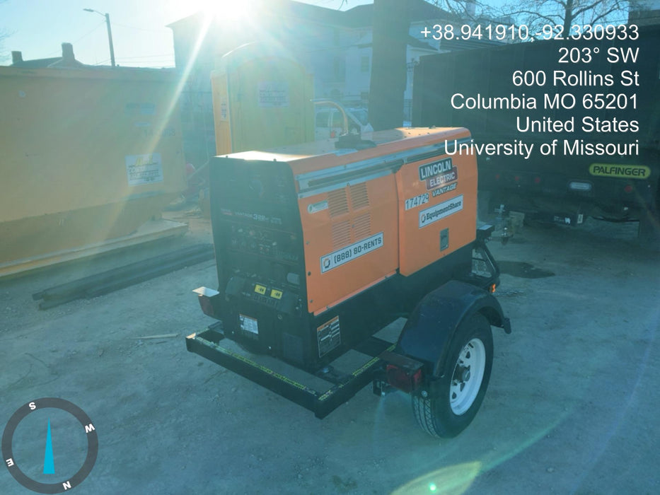 2021 Lincoln Electric Vantage 322 Vantage 322 Ready Pak 3 w/ Decals, ORANGE (includes trailer, cable rack, fender light kit) NO Telematics