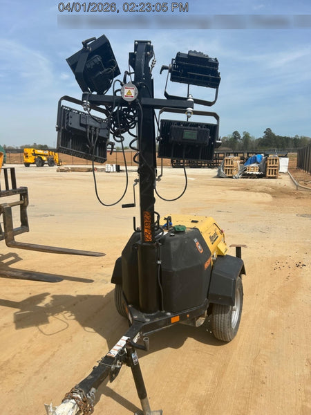 2022 Allmand NLV3GR (4) LED Light Fixture 350W, 23' Vertical Mast, 3kW Prime, Towable, Deep Sea L401, Leveling Jacks, Yanmar T4F 5.8hp