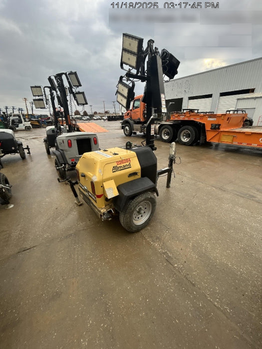 2022 Allmand NLV3GR (4) LED Light Fixture 350W, 23' Vertical Mast, 3kW Prime, Towable, Deep Sea L401, Leveling Jacks, Yanmar T4F 5.8hp