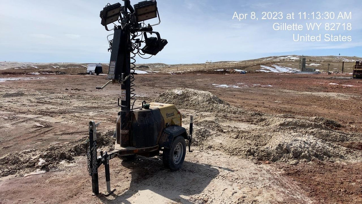 2022 Allmand NLV3GR (4) LED Light Fixture 350W, 23' Vertical Mast, 3kW Prime, Towable, Deep Sea L401, Leveling Jacks, Yanmar T4F 5.8hp