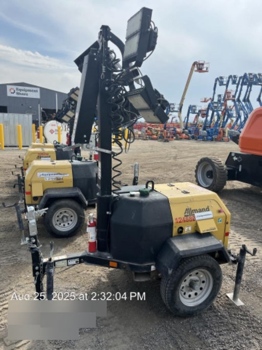 2020 Allmand NLV3GR (4) LED Light Fixture 350W, 23' Vertical Mast, 3kW Prime, Towable, Deep Sea L401, Leveling Jacks, Yanmar T4F 5.8hp