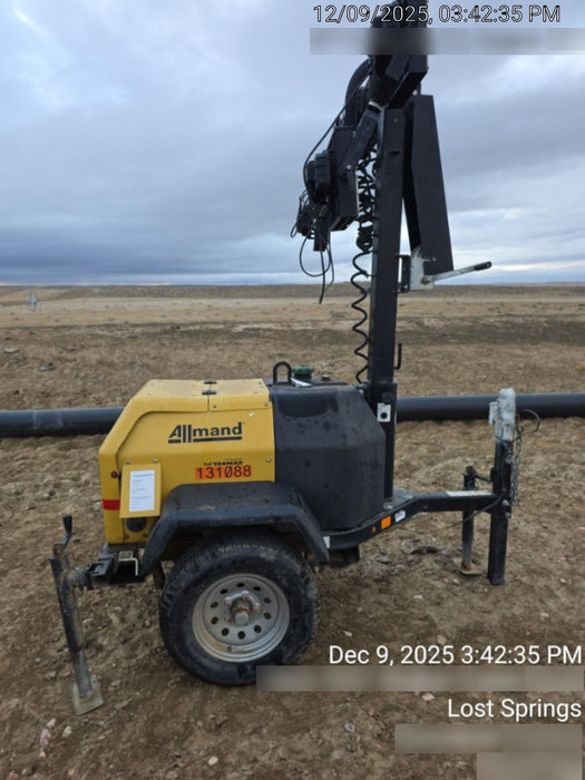 2021 Allmand NLV3GR (4) LED Light Fixture 350W, 23' Vertical Mast, 3kW Prime, Towable, Deep Sea L401, Leveling Jacks, Yanmar T4F 5.8hp