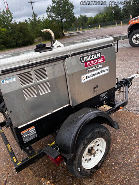 2019 Lincoln Electric Vantage 322 Ready-Pak 3, Two Wheel Trailer, Fender and Light Kit, Cable Rack