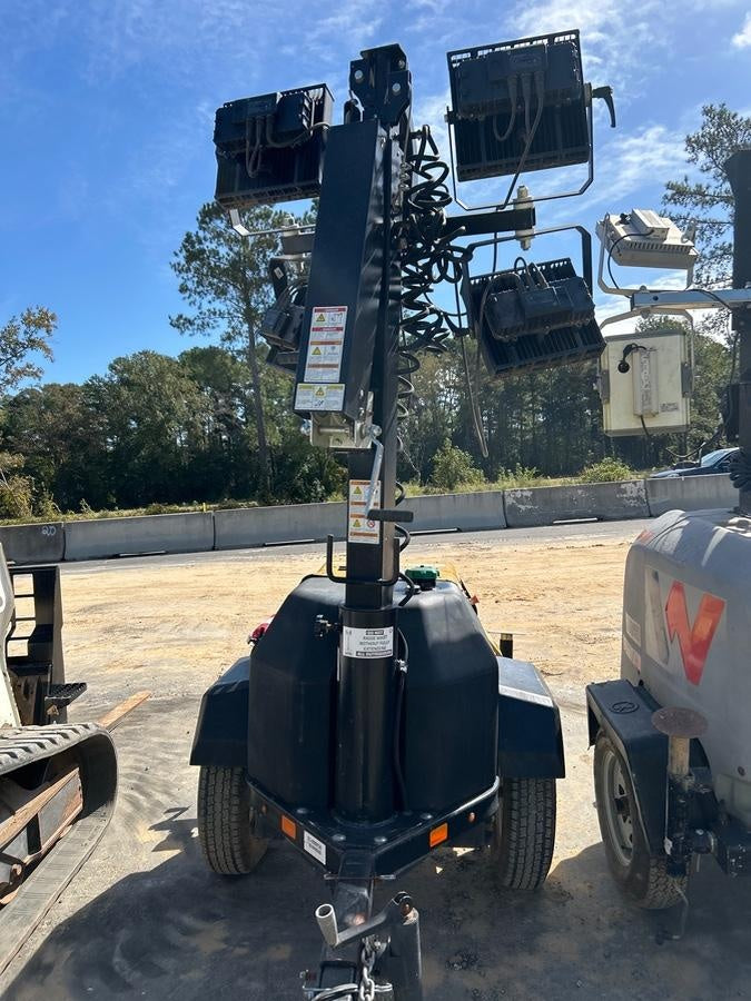 2021 Allmand NLV3GR (4) LED Light Fixture 350W, 23' Vertical Mast, 3kW Prime, Towable, Deep Sea L401, Leveling Jacks, Yanmar T4F 5.8hp
