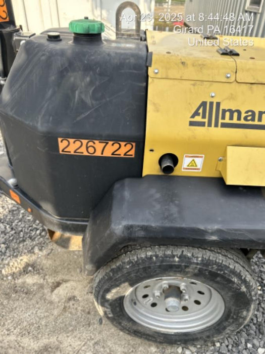 2022 Allmand NLV3GR (4) LED Light Fixture 350W, 23' Vertical Mast, 3kW Prime, Towable, Deep Sea L401, Leveling Jacks, Yanmar T4F 5.8hp