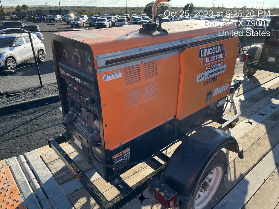 2021 Lincoln Electric Vantage 322 Vantage 322 Ready Pak 3 w/ Telematics & Decals, ORANGE (includes trailer, cable rack, fender light kit)