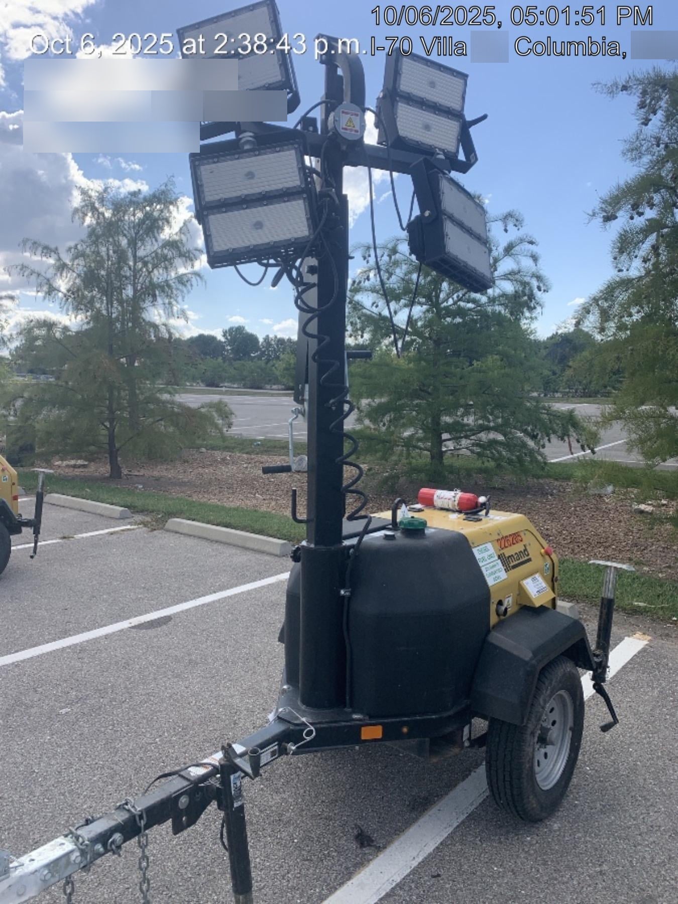 2022 Allmand NLV3GR (4) LED Light Fixture 350W, 23' Vertical Mast, 3kW Prime, Towable, Deep Sea L401, Leveling Jacks, Yanmar T4F 5.8hp