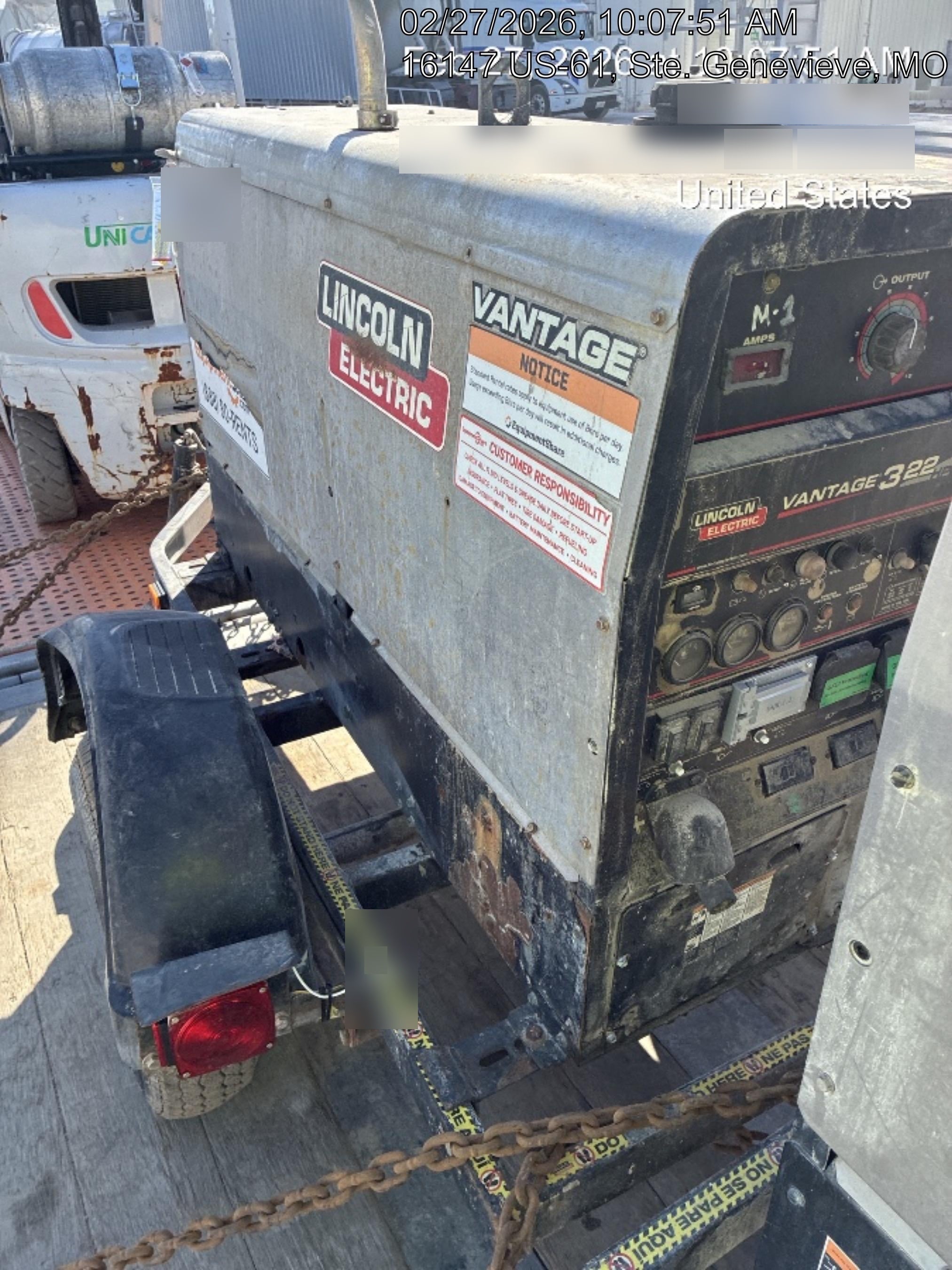 2018 Lincoln Electric Vantage 322 Lincoln Vantage 322 Welder Ready Pak 3 - Vantage 322, Trailer, Fender and light kit, Cable rack