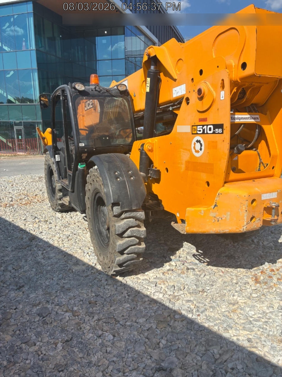 2019 JCB 510-56 Canopy, 74 HP, Solid Tires, STD Worklight, Beacon, Aux Hydraulics, Lifting Eye, Back up Alarm w/66" Carriage/60" Forks