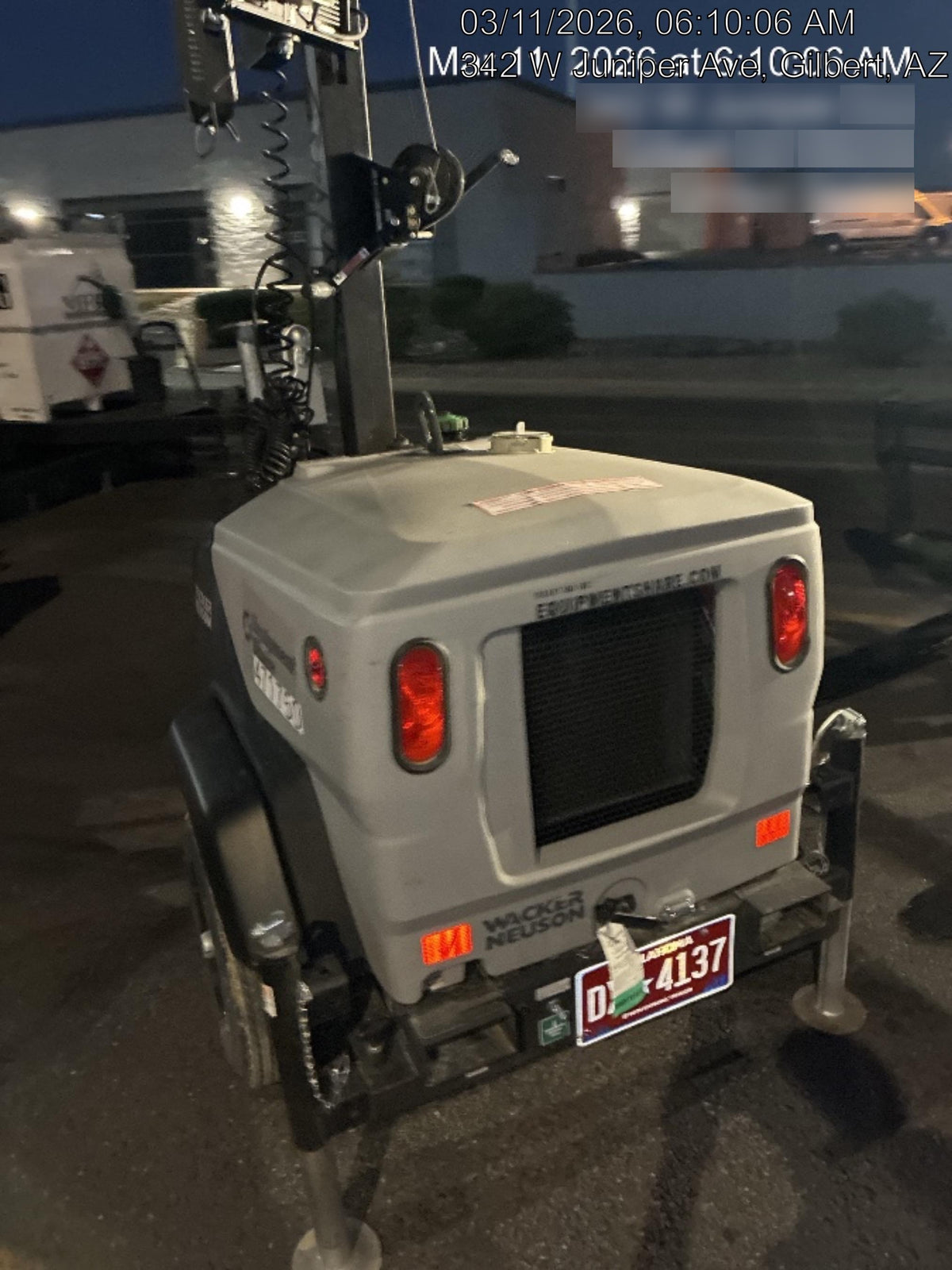 2024 Wacker Neuson LTT4 Diesel, Kohler KDW702, Deep Sea Controller, Auto Start, LED 320W, Bypass Outlet, T3
