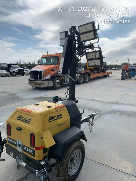 2022 Allmand NLV3GR (4) LED Light Fixture 350W, 23' Vertical Mast, 3kW Prime, Towable