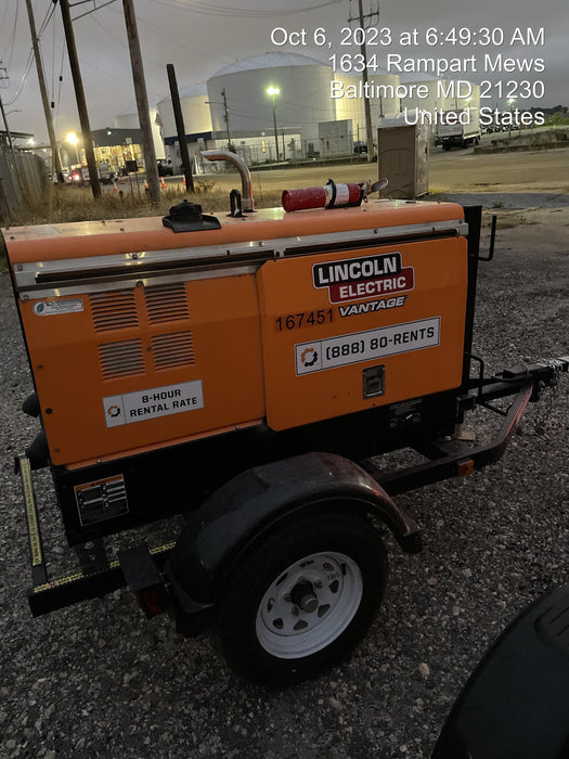 2021 Lincoln Electric Vantage 322 Vantage 322 Ready Pak 3 w/ Decals, ORANGE (includes trailer, cable rack, fender light kit) NO Telematics