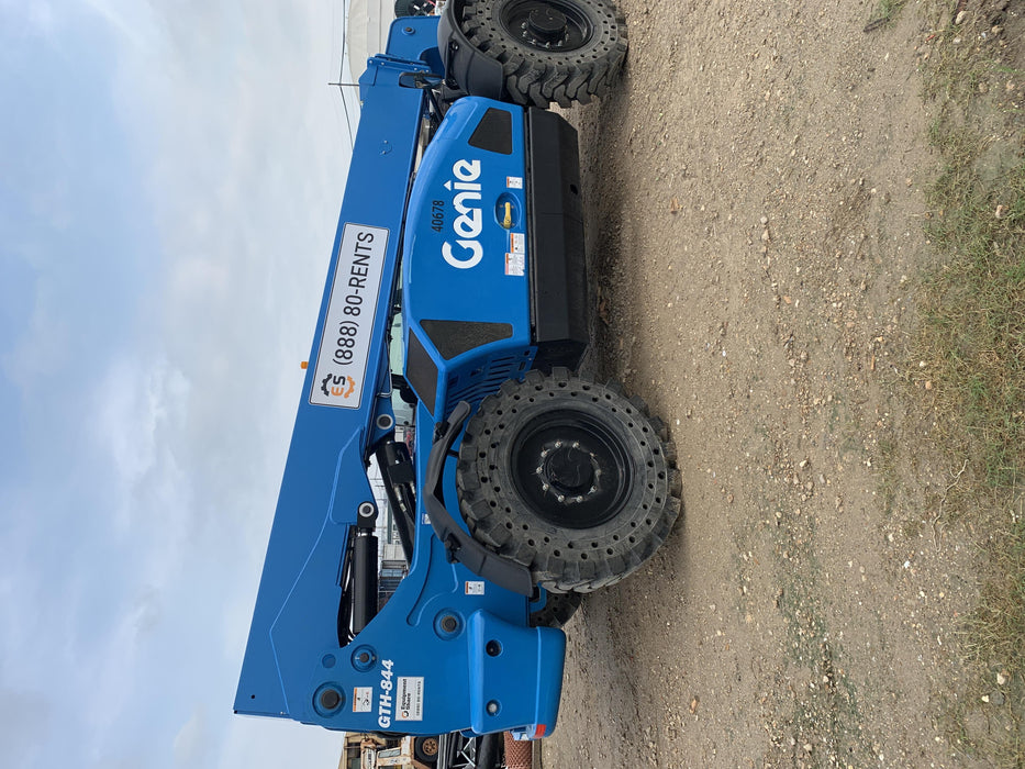 2019 Genie GTH-844 Cab/Heat/AC, Solid RT Tires, LED Work Lights, Beacon 60" QA Carriage, 48" Forks