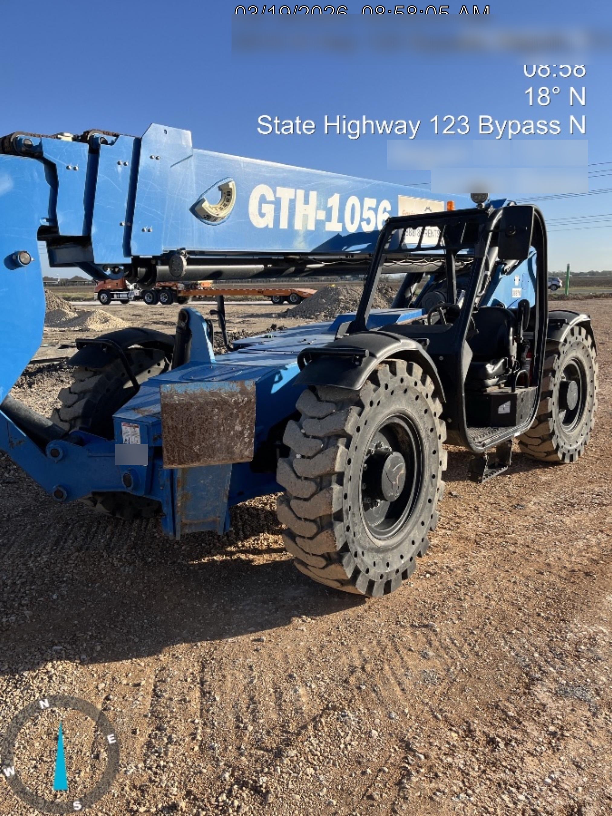 2019 Genie GTH-1056 Canopy, Solid RT Tires, LED Work Lights, Beacon 60" QA Carriage, 60" Forks