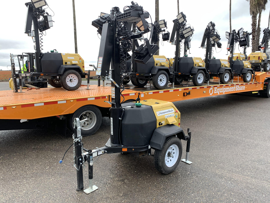 2021 Allmand NLV3GR (4) LED Light Fixture 350W, 23' Vertical Mast, 3kW Prime, Towable, Deep Sea L401, Leveling Jacks, Yanmar T4F 5.8hp