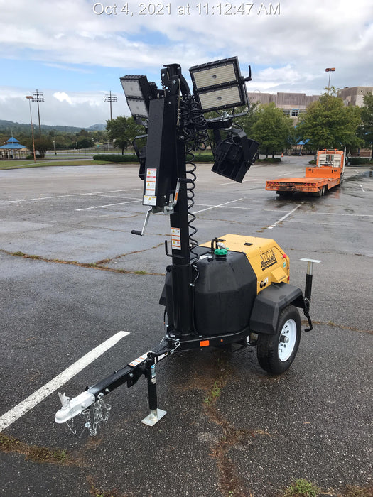 2021 Allmand NLV3GR (4) LED Light Fixture 350W, 23' Vertical Mast, 3kW Prime, Towable, Deep Sea L401, Leveling Jacks, Yanmar T4F 5.8hp