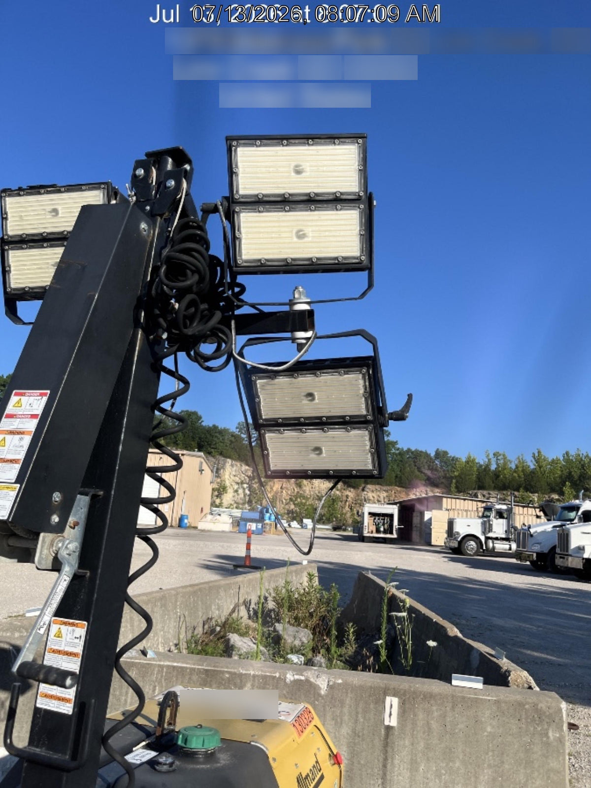 2021 Allmand NLV3GR (4) LED Light Fixture 350W, 23' Vertical Mast, 3kW Prime, Towable, Deep Sea L401, Leveling Jacks, Yanmar T4F 5.8hp
