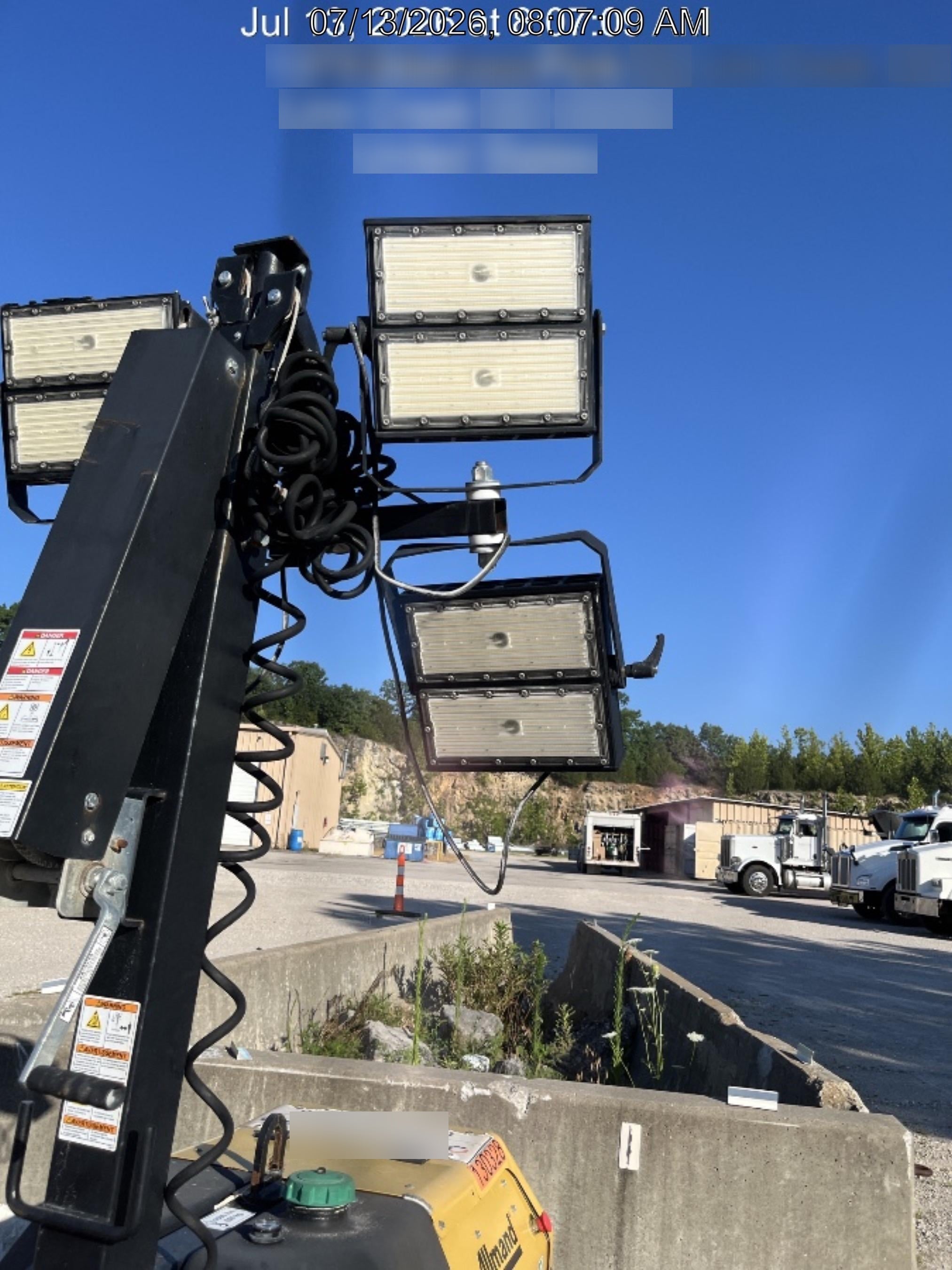 2021 Allmand NLV3GR (4) LED Light Fixture 350W, 23' Vertical Mast, 3kW Prime, Towable, Deep Sea L401, Leveling Jacks, Yanmar T4F 5.8hp