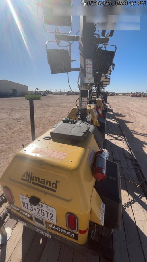 2021 Allmand NLV3GR (4) LED Light Fixture 350W, 23' Vertical Mast, 3kW Prime, Towable, Deep Sea L401, Leveling Jacks, Yanmar T4F 5.8hp