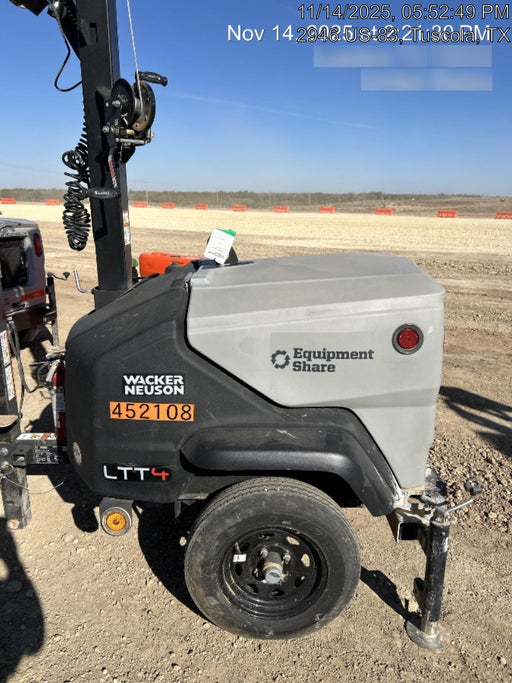 2024 Wacker Neuson LTT4 Diesel, Kohler KDW702, Deep Sea Controller, Auto Start, LED 320W, Bypass Outlet, T3