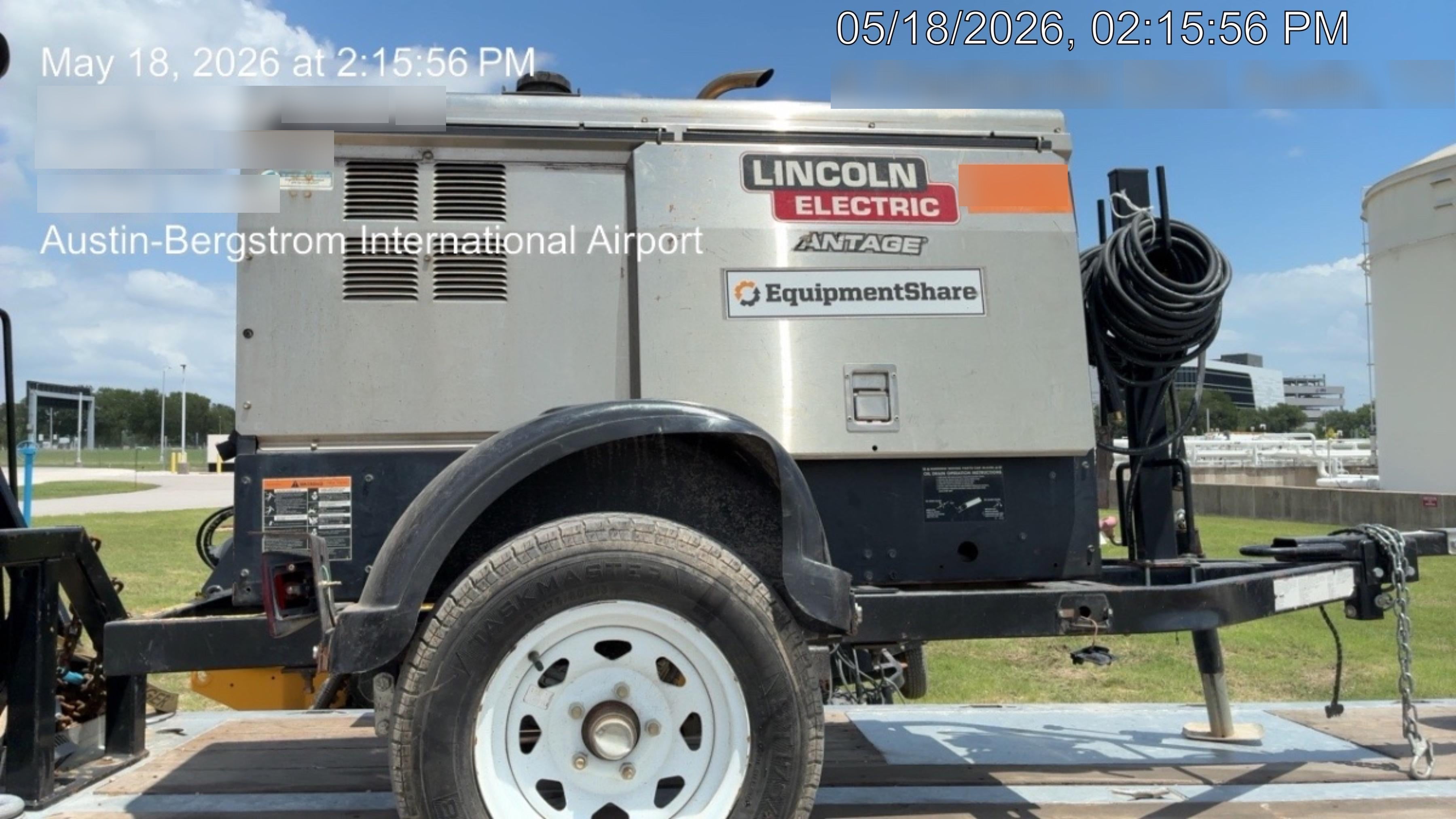 2019 Lincoln Electric Vantage 322 Welder Ready-Pak 3, Two wheel trailer, Fender and Light kit, Cable Rack