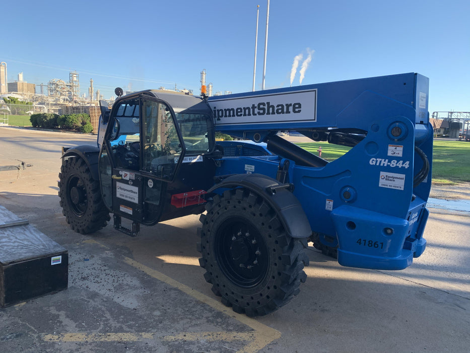 2019 Genie GTH-844 Cab/Heat/AC, Solid RT Tires, LED Work Lights, Beacon 60" QA Carriage, 48" Forks