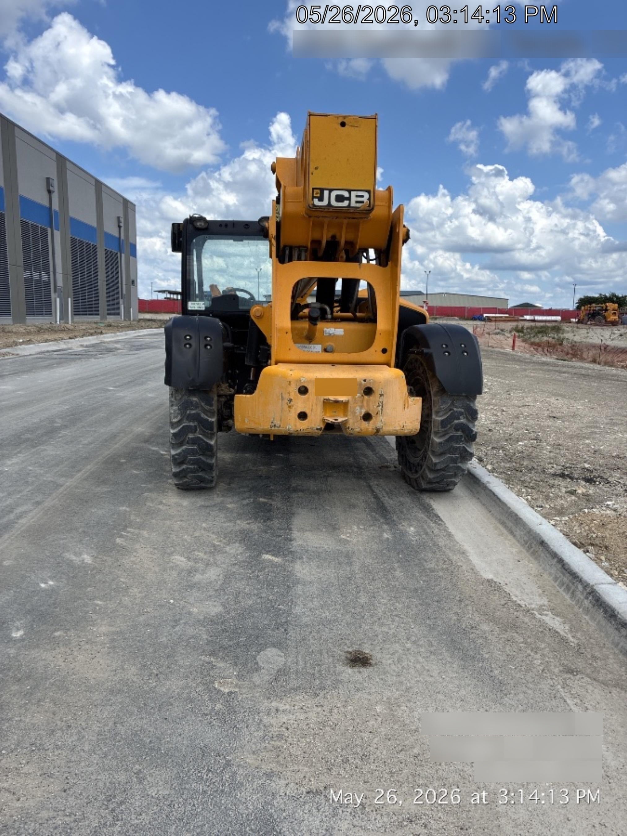 2019 JCB 510-56 Open ROPS, 74 HP, Solid Tires, Worklights, Beacon, Aux Hydraulics, Lifting Eye 66" Carriage/60" Forks