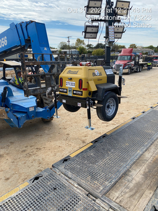 2022 Allmand NLV3GR (4) LED Light Fixture 350W, 23' Vertical Mast, 3kW Prime, Towable, ES Decals, T3