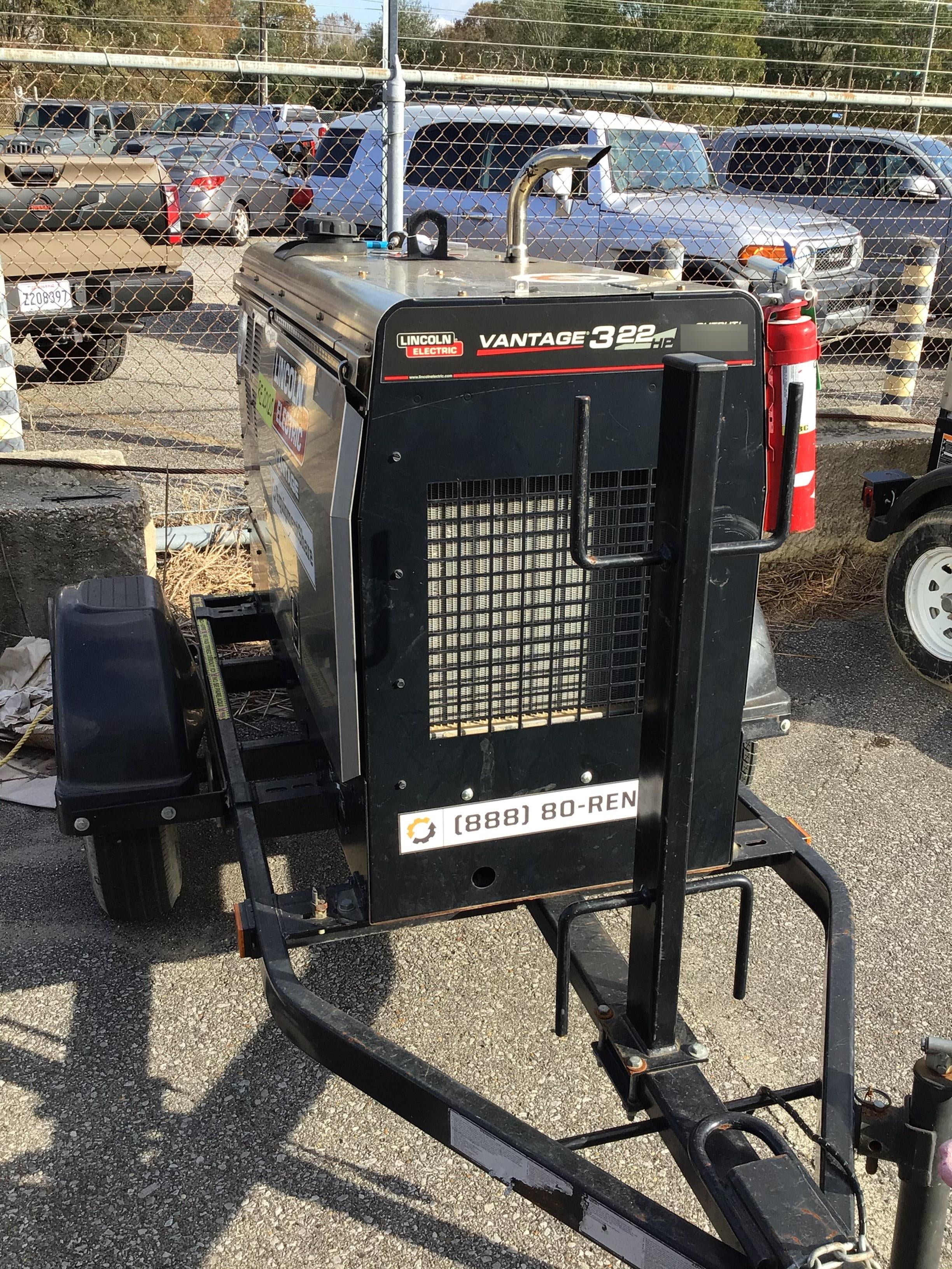 2019 Lincoln Electric Vantage 322 Ready-Pak 3, Two Wheel Trailer, Fender and Light Kit, Cable Rack