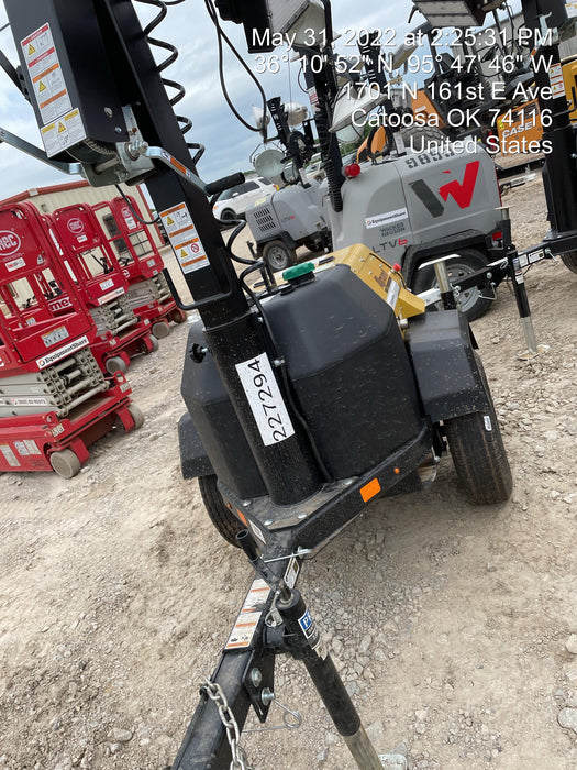 2022 Allmand NLV3GR (4) LED Light Fixture 350W, 23' Vertical Mast, 3kW Prime, Towable, Deep Sea L401, Leveling Jacks, Yanmar T4F 5.8hp