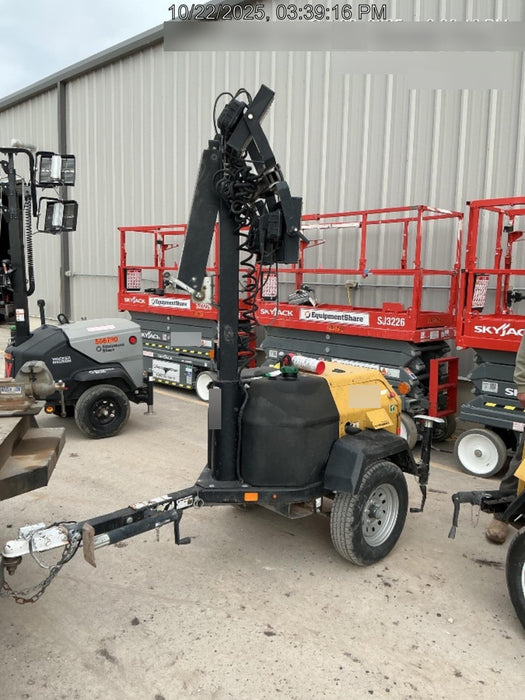 Allmand NLV3GR (4) LED Light Fixture 350W, 23' Vertical Mast, 3kW Prime, Towable, Deep Sea L401, Leveling Jacks, Yanmar T4F 5.8hp