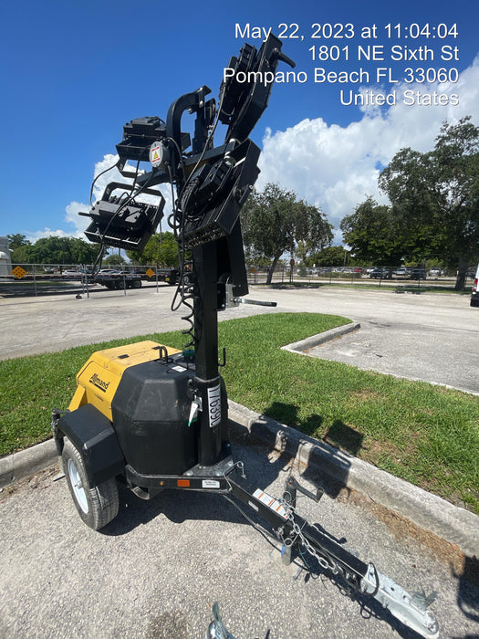 2022 Allmand NLV3GR (4) LED Light Fixture 350W, 23' Vertical Mast, 3kW Prime, Towable, ES Decals, T3