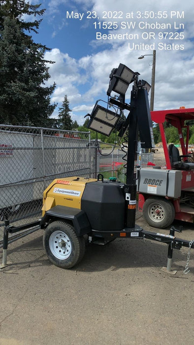 2021 Allmand NLV3GR (4) LED Light Fixture 350W, 23' Vertical Mast, 3kW Prime, Towable, Deep Sea L401, Leveling Jacks, Yanmar T4F 5.8hp