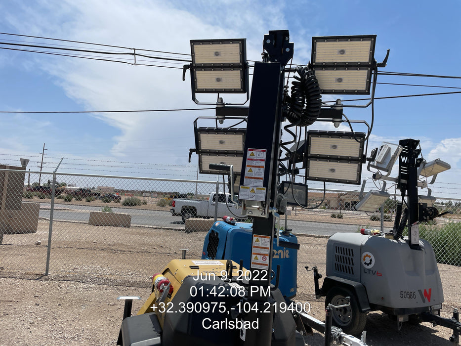2022 Allmand NLV3GR (4) LED Light Fixture 350W, 23' Vertical Mast, 3kW Prime, Towable, Deep Sea L401, Leveling Jacks, Yanmar T4F 5.8hp