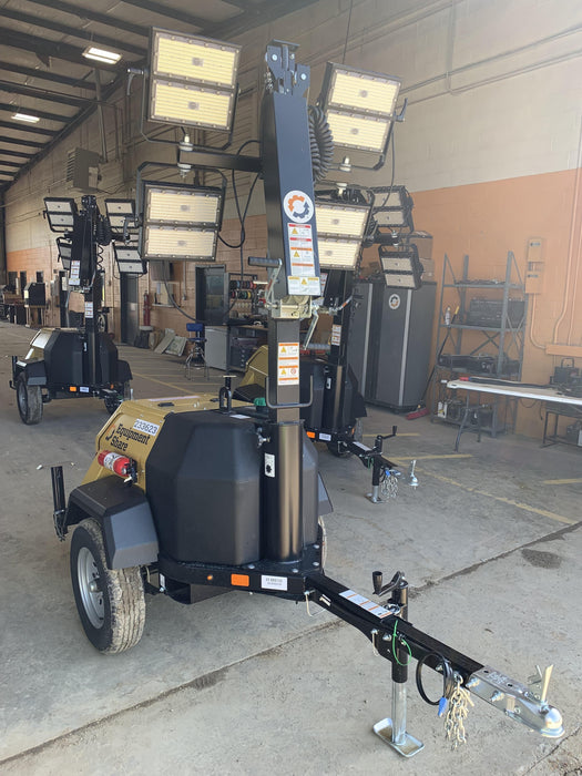 2022 Allmand NLV3GR (4) LED Light Fixture 350W, 23' Vertical Mast, 3kW Prime, Towable, Deep Sea L401, Leveling Jacks, Yanmar T4F 5.8hp