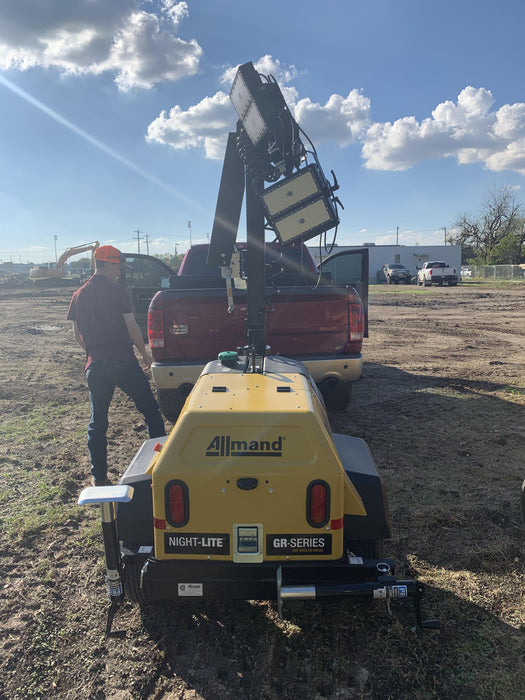 2022 Allmand NLV3GR (4) LED Light Fixture 350W, 23' Vertical Mast, 3kW Prime, Towable, ES Decals, T3