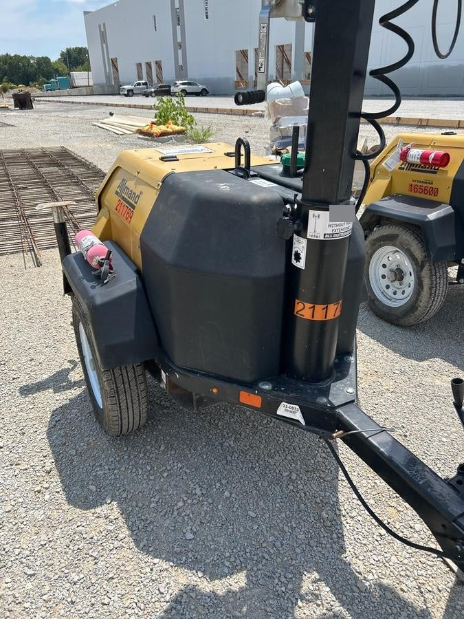 2022 Allmand NLV3GR (4) LED Light Fixture 350W, 23' Vertical Mast, 3kW Prime, Towable, Deep Sea L401, Leveling Jacks, Yanmar T4F 5.8hp