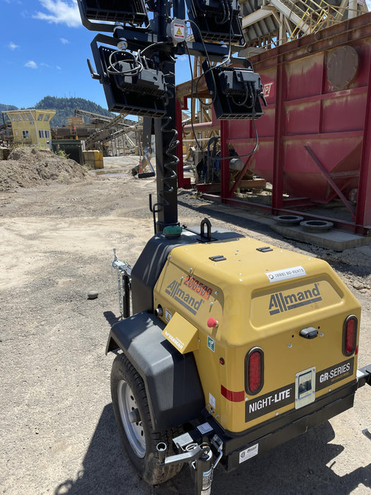 2022 Allmand NLV3GR (4) LED Light Fixture 350W, 23' Vertical Mast, 3kW Prime, Towable, Deep Sea L401, Leveling Jacks, Yanmar T4F 5.8hp