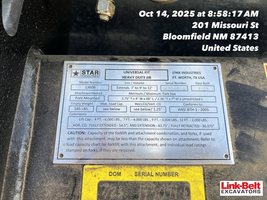 2025 STAR INDUSTRIES M1360B - Star JIB Boom