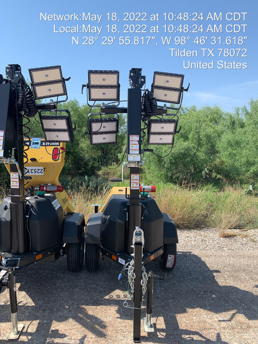 2022 Allmand NLV3GR (4) LED Light Fixture 350W, 23' Vertical Mast, 3kW Prime, Towable, Deep Sea L401, Leveling Jacks, Yanmar T4F 5.8hp