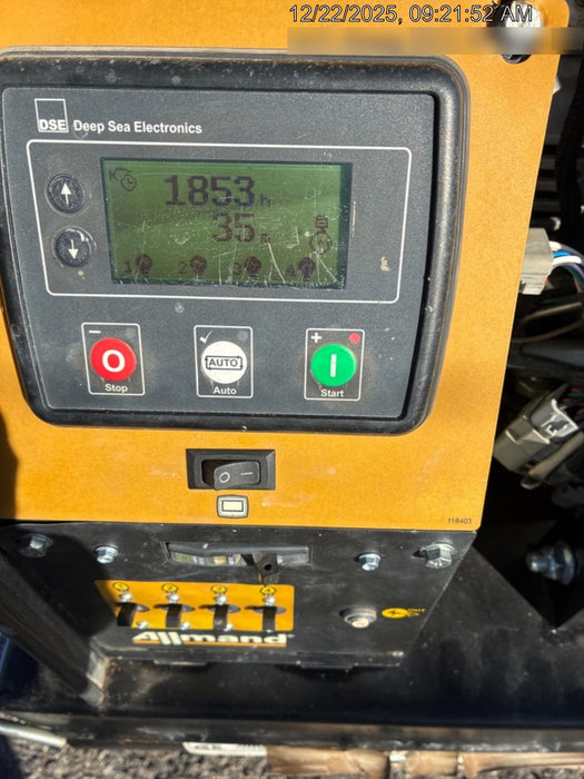 Allmand NLV3GR (4) LED Light Fixture 350W, 23' Vertical Mast, 3kW Prime, Towable, Deep Sea L401, Leveling Jacks, Yanmar T4F 5.8hp