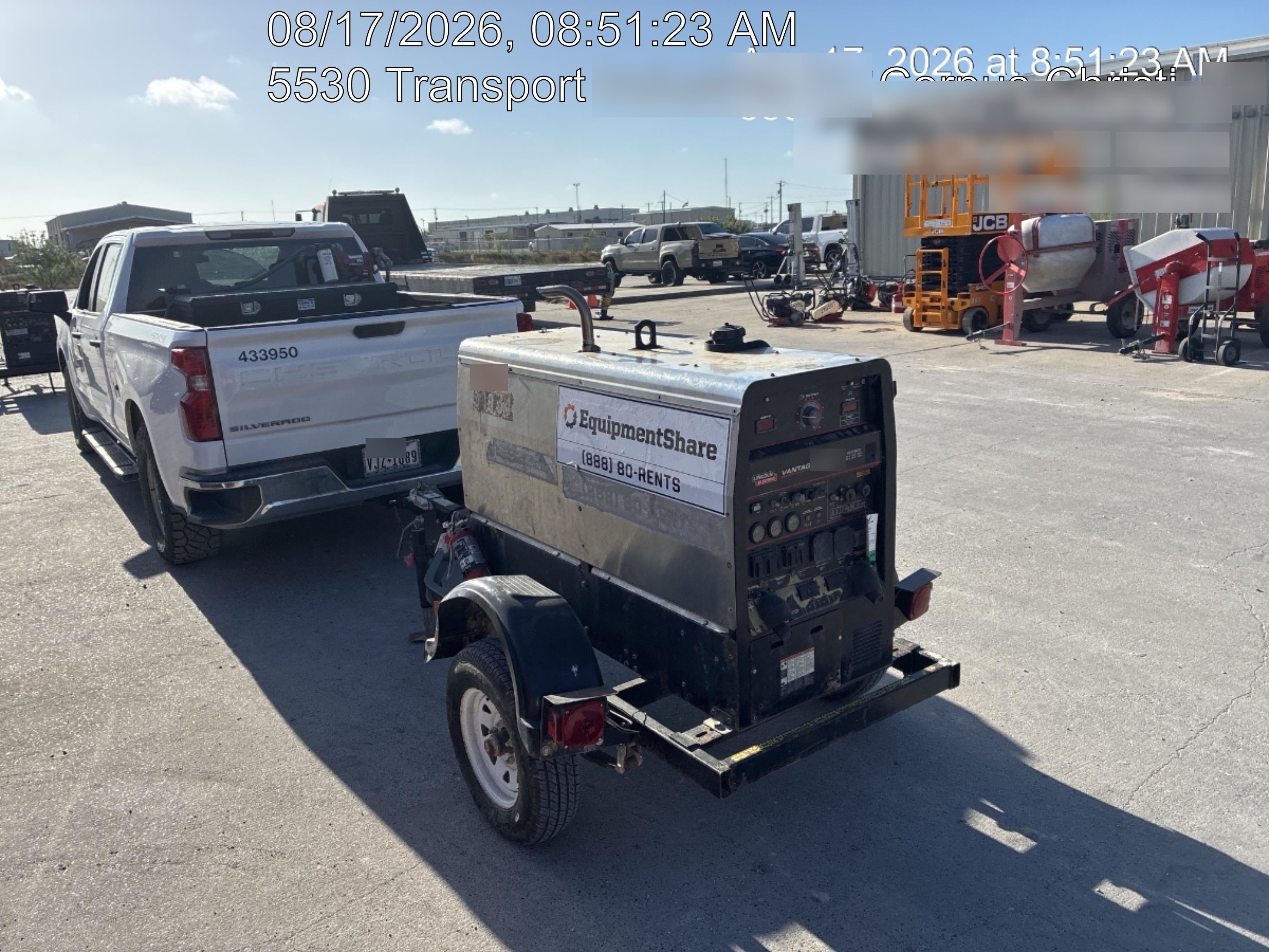 2019 Lincoln Electric Vantage 322 Welder Ready-Pak 3, Two wheel trailer, Fender and Light kit, Cable Rack